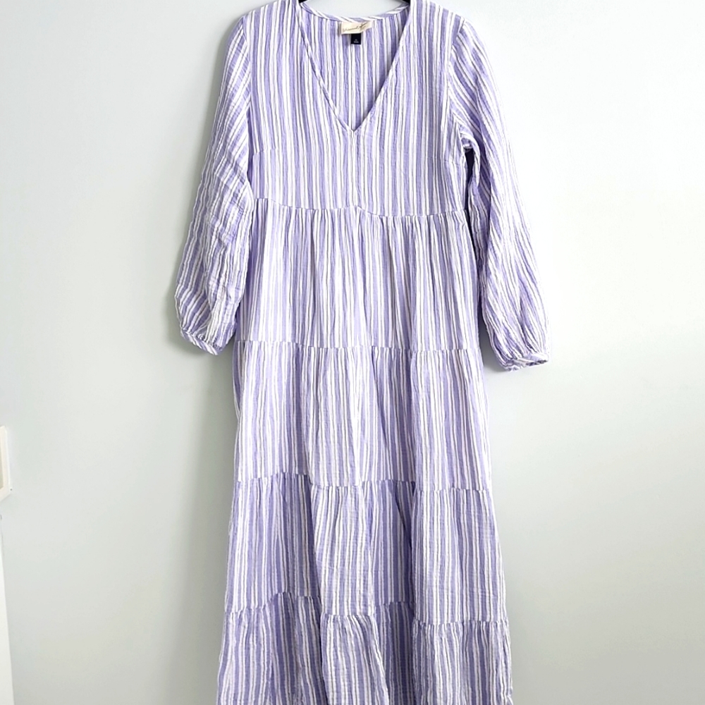 SOLD Like New Universal Thread Blue and White Striped Tiered Dress XS